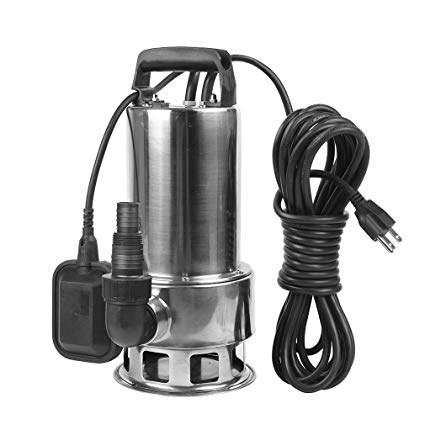 EXTRAUP 1.5HP 4250 GPH Stainless Steel Sump Submersible Clean Dirty Heavy Duty Drain Water Transfer Pump Pool Pond Flood Pump